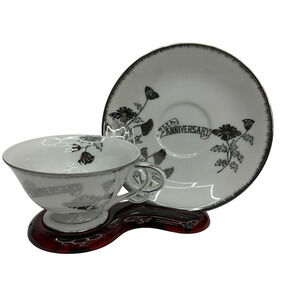 Norcrest Japan 25th Anniversary Teacup and Saucer Set C-195 with Roberts Twin